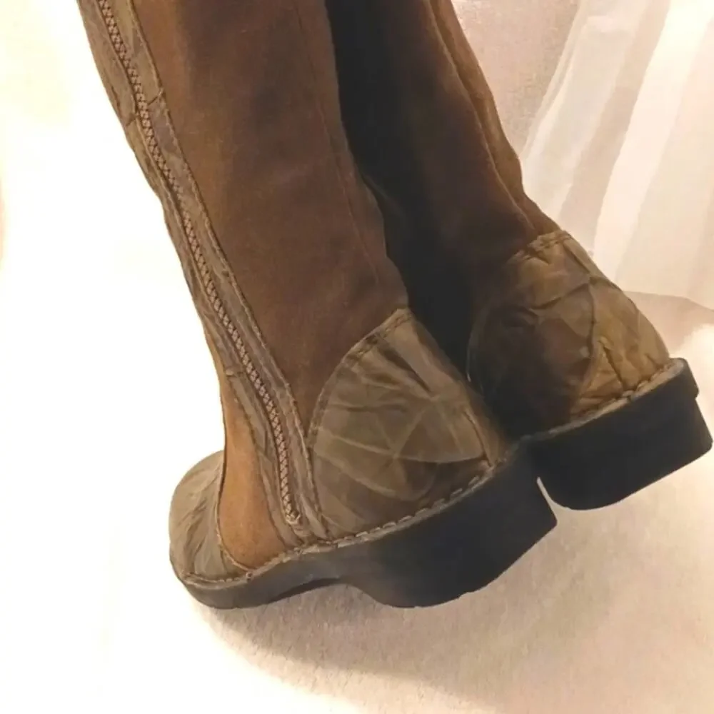 Clarks Leather Suede‎ Knee High Riding Boots Sz 9M COMFORT Sole BOHO KHAKI BROWN